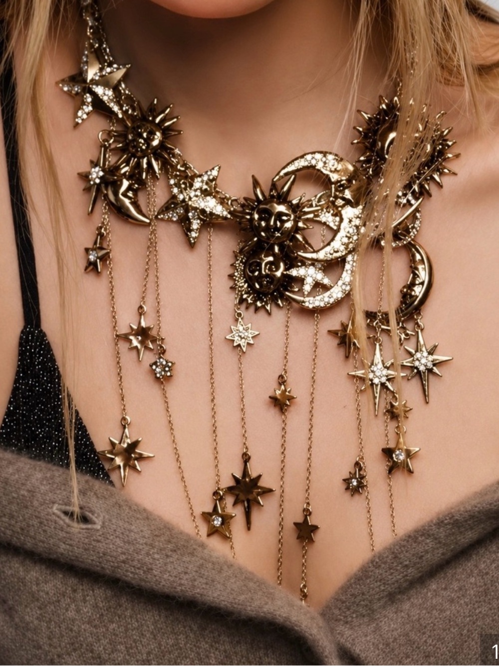 Gold Celestial Sun, Moon & Star Layered Necklace - Picture 6 of 8